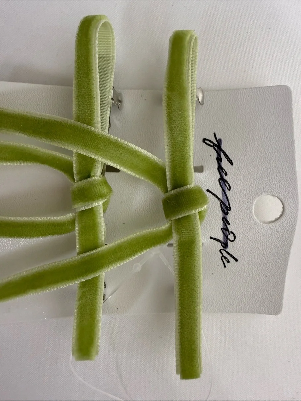 Free People Lime Velvet Bow Hair Clips Blokecore Inspired Set of 2 ✨🎀